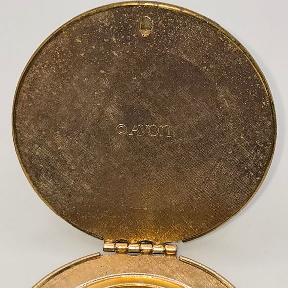 VTG AVON Compact Locket Cross Stitch Needlepoint Floral Roses Tapestry Pendent - Picture 7 of 12